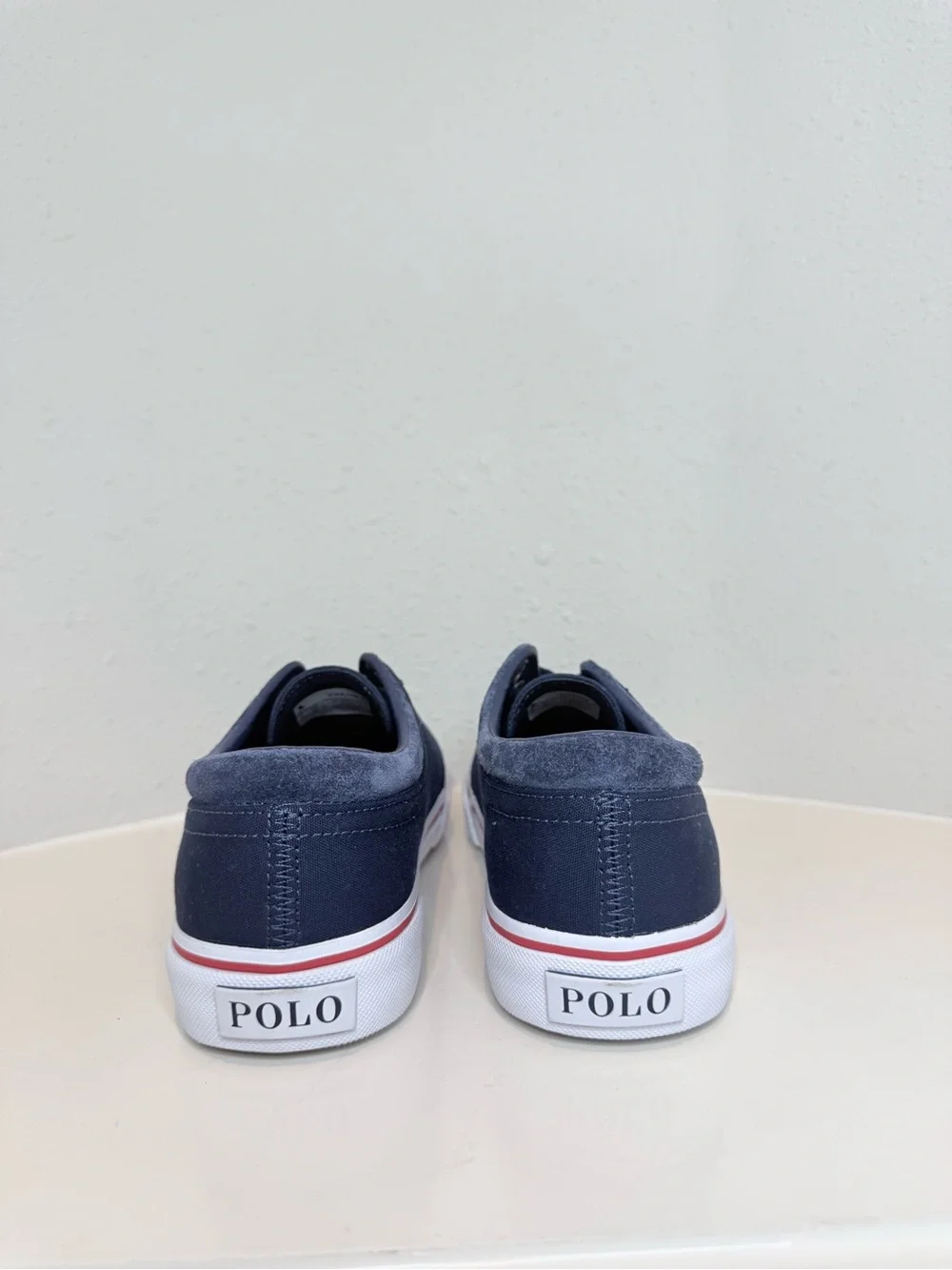 Polo Ralph Lauren Men’s Faxon X Pony Navy Red Canvas Sneakers Size 8 NWT